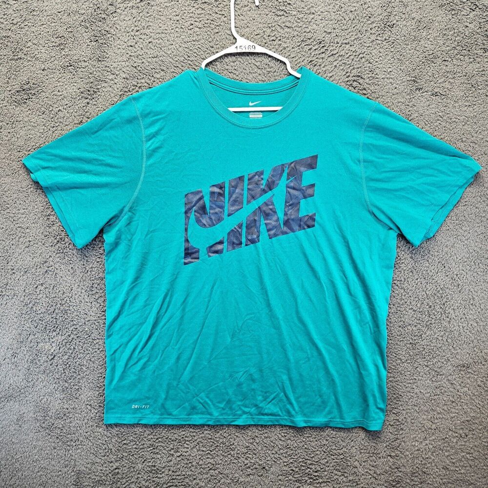 Nike T-Shirt‎ Men Size 2XL Blue Dri-FIT Graphic Training Tee Short Sleeve
